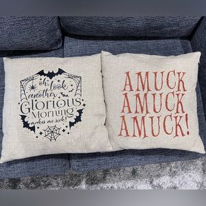 Hocus Pocus Halloween throw pillows.